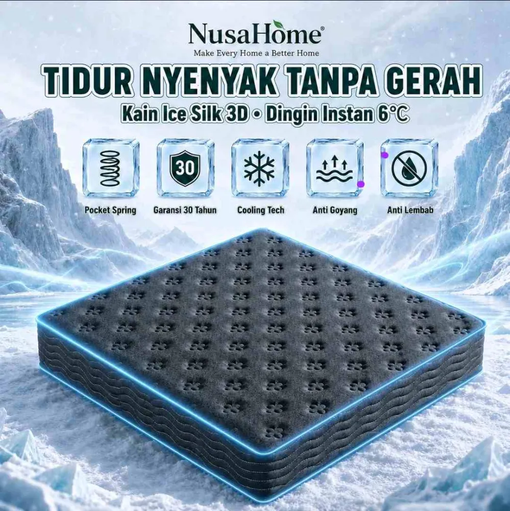 Pocket Spring Bed Kasur Busa Premium Tebal 20/26cm Ortopedi Anti Sakit Punggung Nyaman Extra Lembut Kualitas Ekspor Terbaik Tahan Lama