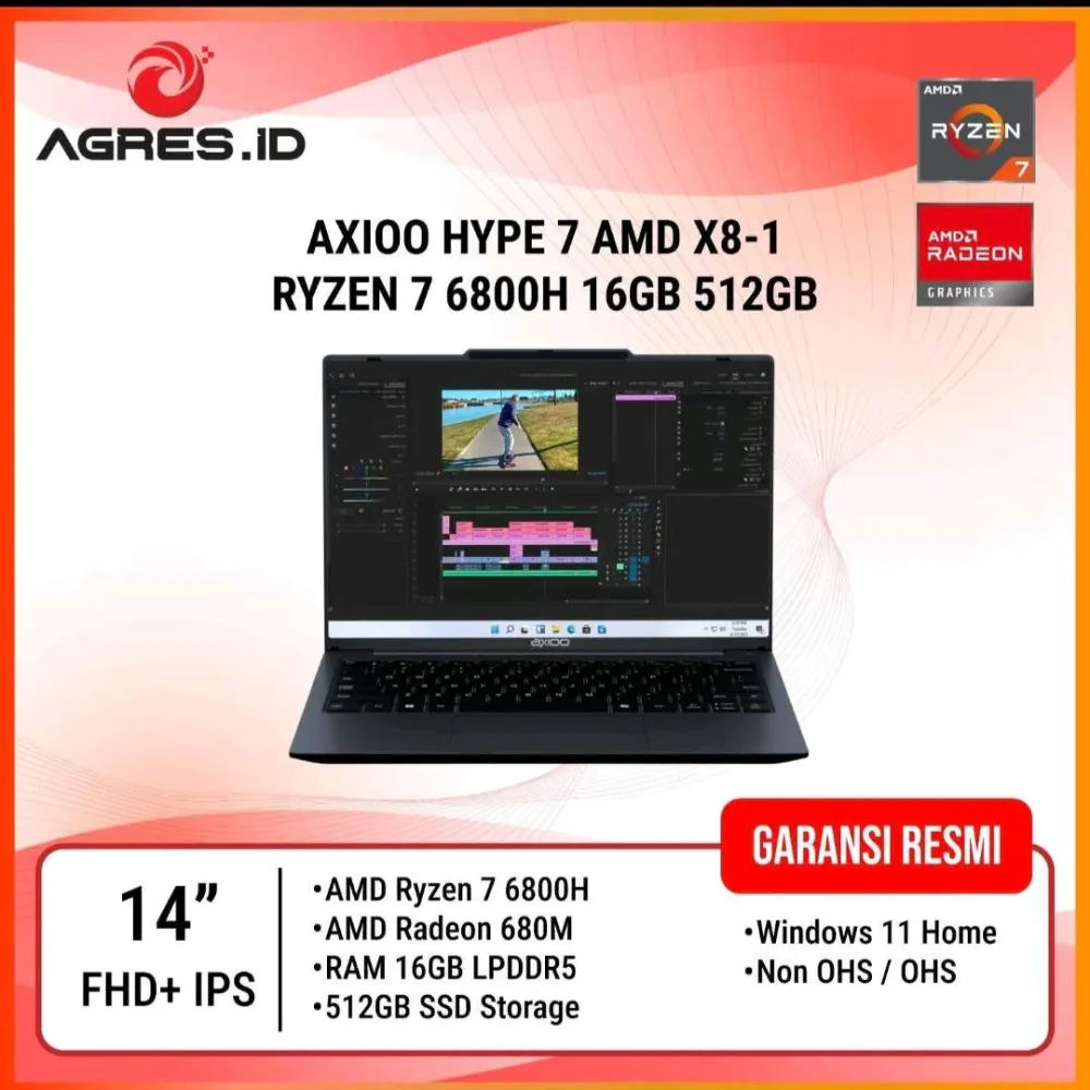 AXIOO HYPE 7 AMD X8-1 RYZEN 7 6800H 16GB 512GB W11 14.0 FHD IPS