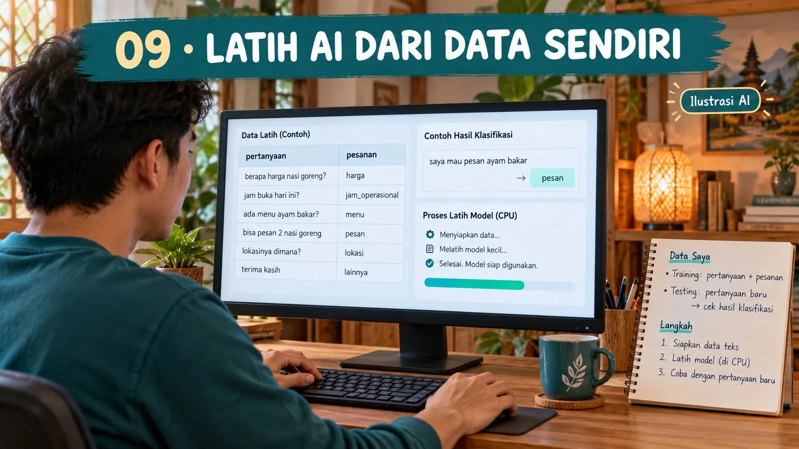 Melatih model klasifikasi kecil dari teks dan label sendiri