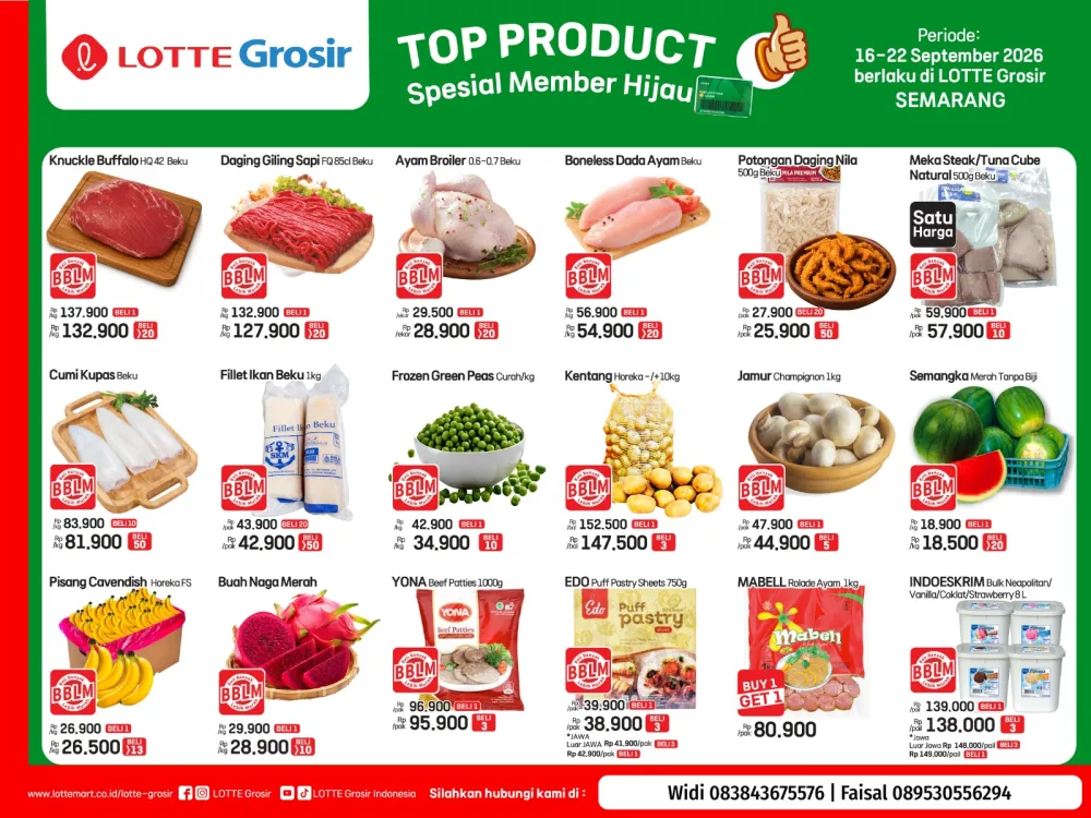 Katalog Top Product Special Member Hijau LOTTE Grosir Semarang 16 sampai 22 September 2026
