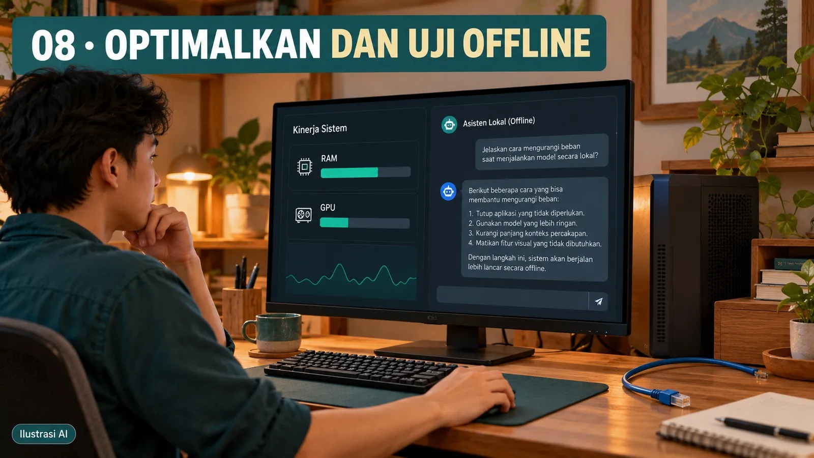 Mengoptimalkan pemakaian memori dan menguji AI tanpa internet