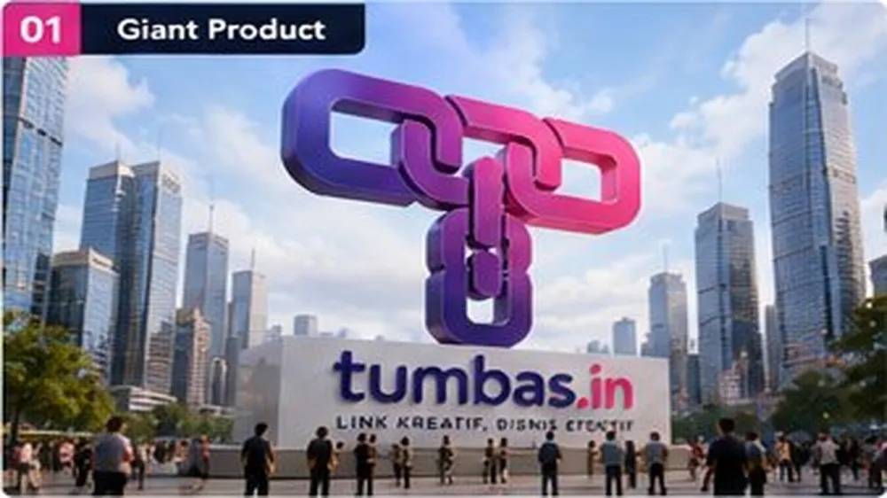 Giant Product — contoh visual prompt AI dengan logo Tumbas.in Giant Product — contoh visual prompt AI dengan logo Tumbas.in