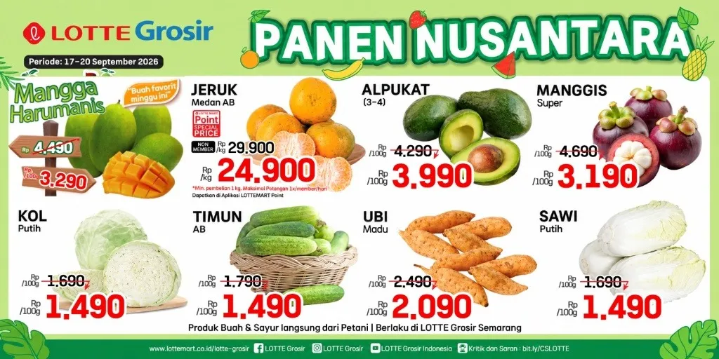 Katalog LOTTE Grosir Panen Nusantara buah dan sayuran segar harga hemat