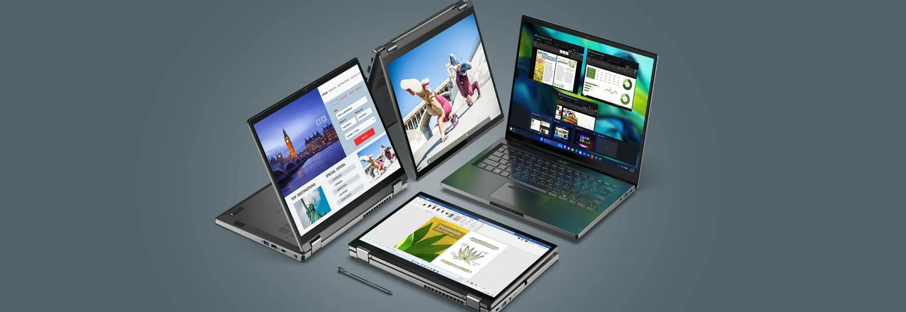 Ilustrasi beberapa mode penggunaan Aspire Spin 14. Sumber: Acer.