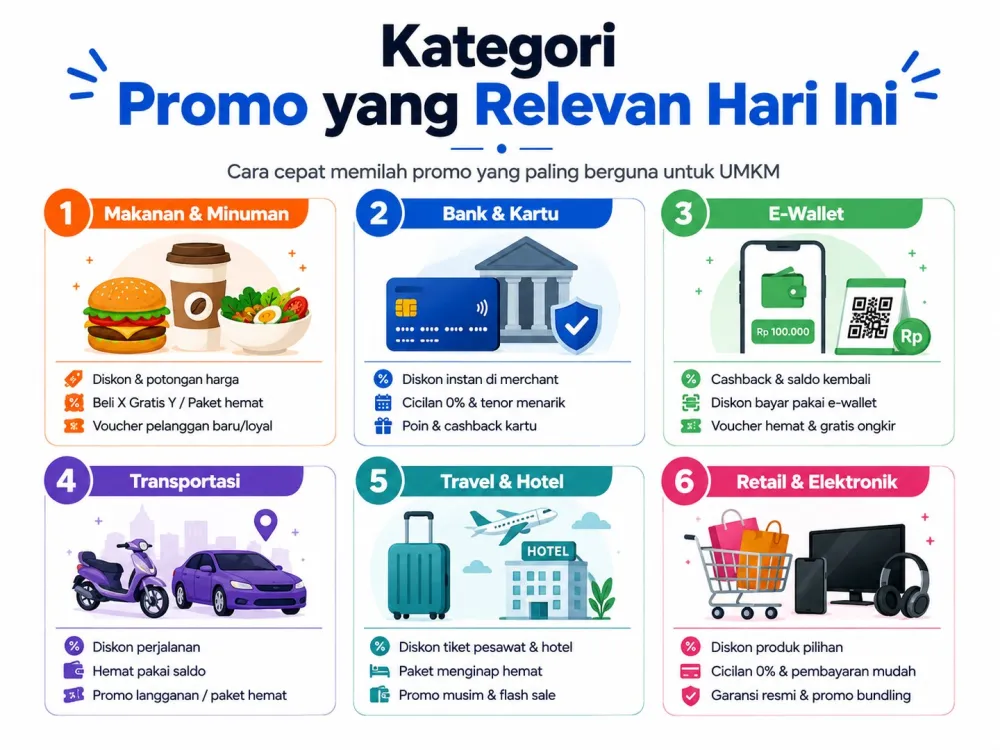 Infografik kategori promo yang relevan hari ini