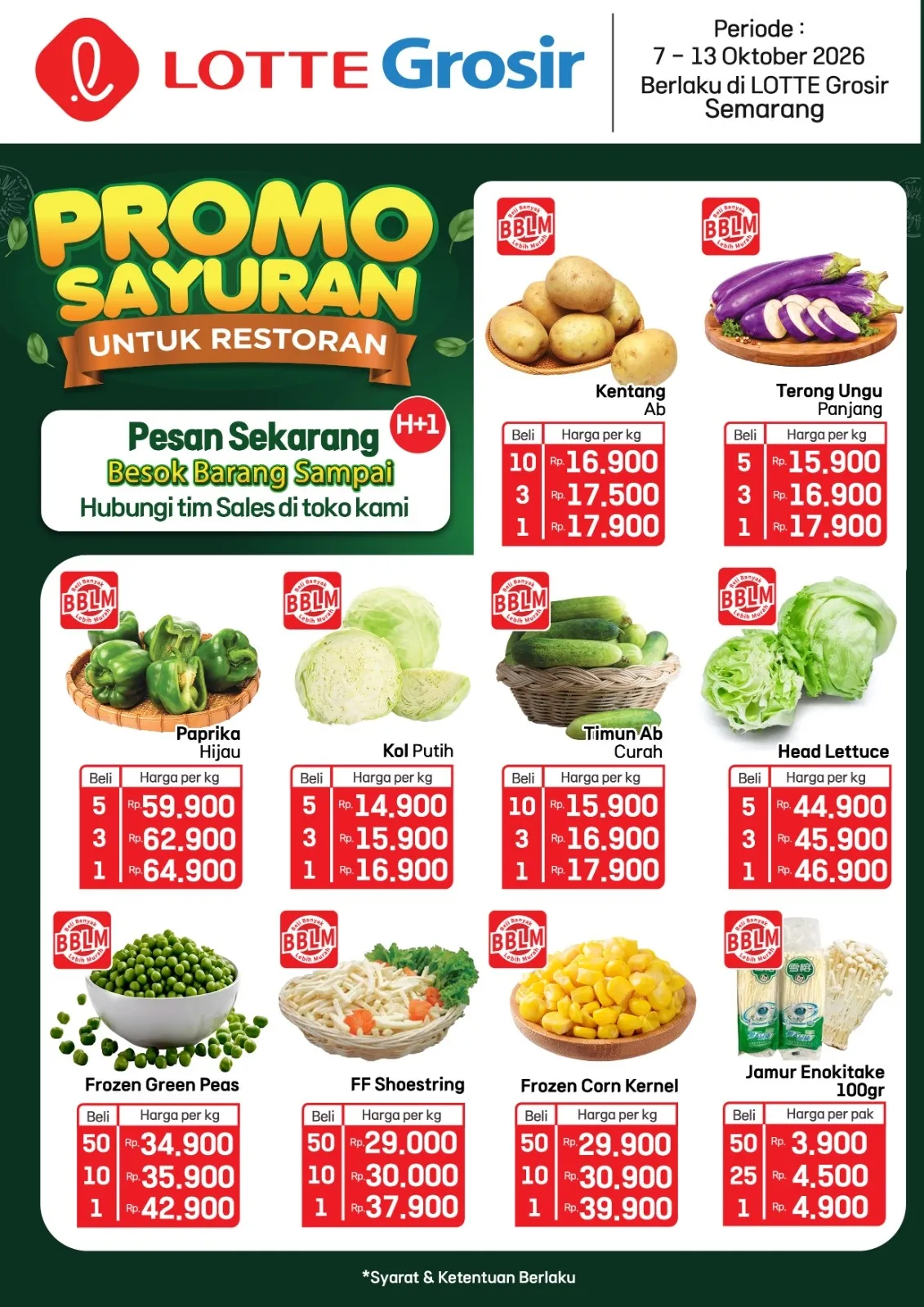 Promo Sayuran untuk Restoran LOTTE Grosir Semarang 7&ndash;13 Oktober 2026