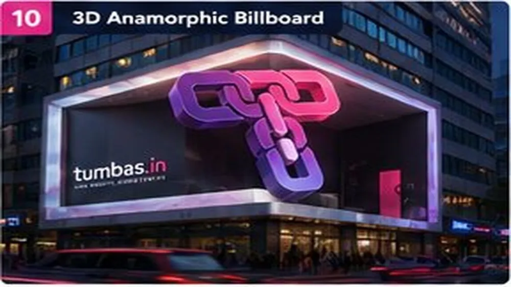 3D Anamorphic Billboard — contoh visual prompt AI dengan logo Tumbas.in 3D Anamorphic Billboard — contoh visual prompt AI dengan logo Tumbas.in