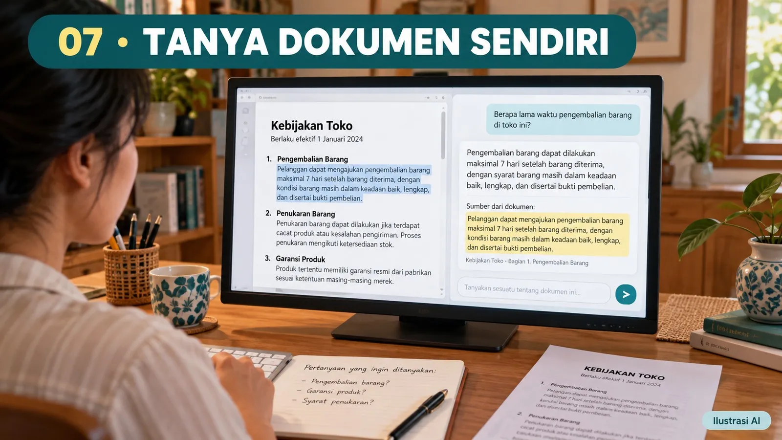 Tanya jawab dokumen lokal dengan cuplikan sumber