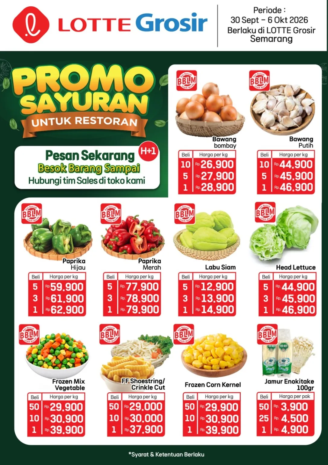 Promo sayuran restoran LOTTE Grosir Semarang 30 September sampai 6 Oktober 2026 Promo sayuran restoran LOTTE Grosir Semarang 30 September sampai 6 Oktober 2026