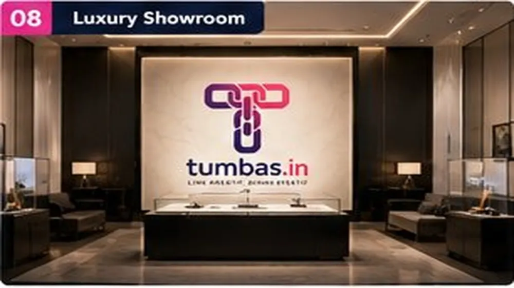 Luxury Showroom — contoh visual prompt AI dengan logo Tumbas.in Luxury Showroom — contoh visual prompt AI dengan logo Tumbas.in