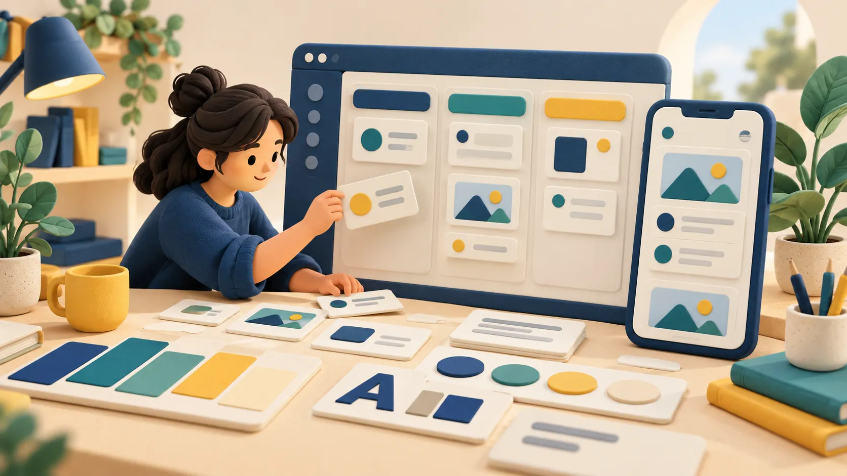 Ilustrasi konseptual: Desain UI dan UX: rancang semua keadaan layar