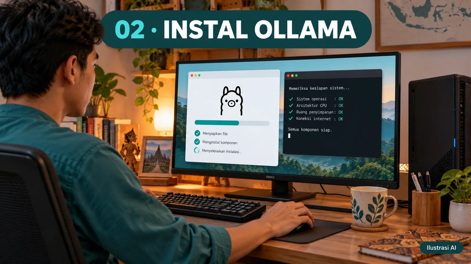 Memasang runtime AI lokal Ollama di komputer
