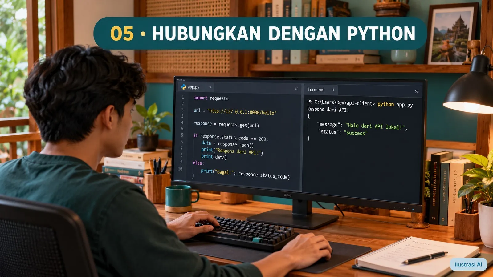 Menghubungkan program Python dengan layanan AI lokal