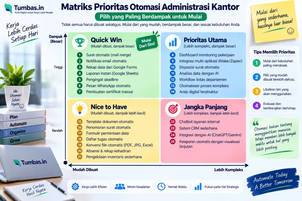 Matriks prioritas otomasi kantor berdasarkan kemudahan dan dampak