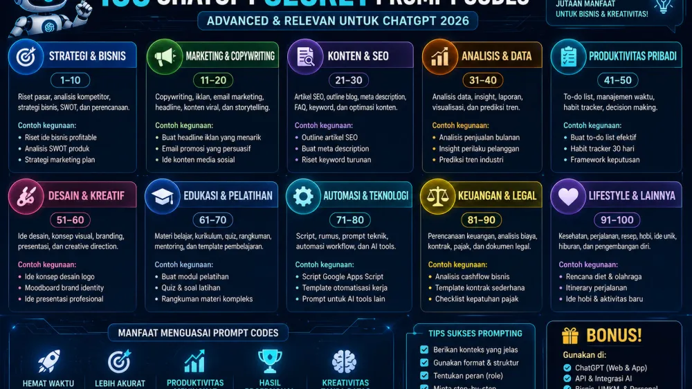 Ilustrasi Sales & E-commerce untuk 100 ChatGPT Secret Prompt Codes 2026