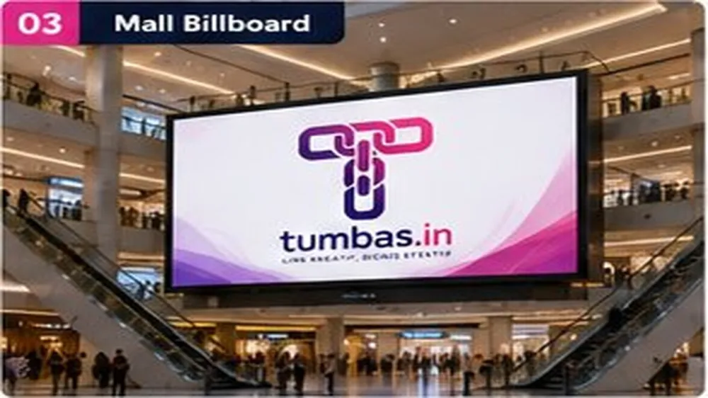 Mall Billboard — contoh visual prompt AI dengan logo Tumbas.in Mall Billboard — contoh visual prompt AI dengan logo Tumbas.in