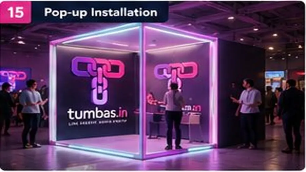 Pop-Up Installation — contoh visual prompt AI dengan logo Tumbas.in Pop-Up Installation — contoh visual prompt AI dengan logo Tumbas.in