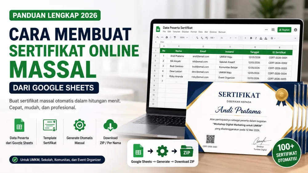 Cara Buat Sertifikat Massal dari Google Sheets 2026 | Tumbas.in