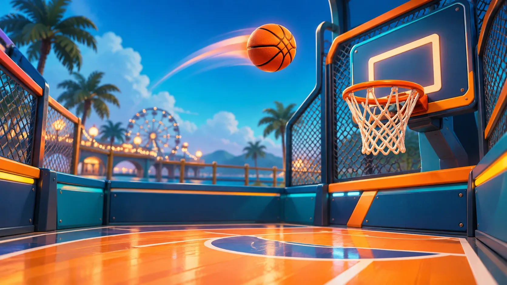 Ilustrasi konsep Basket arcade — Lempar Tepat Ilustrasi konsep Basket arcade — Lempar Tepat