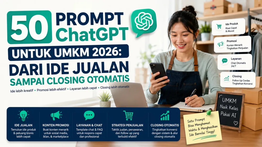 50 Prompt ChatGPT untuk UMKM 2026: Ide Jualan sampai Closing