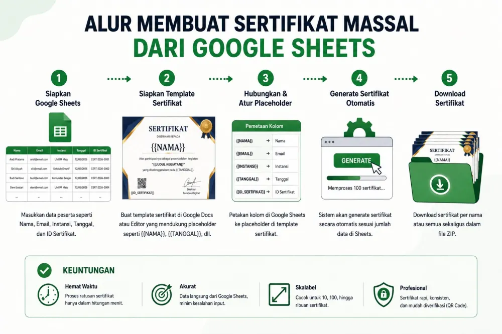 Cara Kerja Sertifikat dari Google Sheets