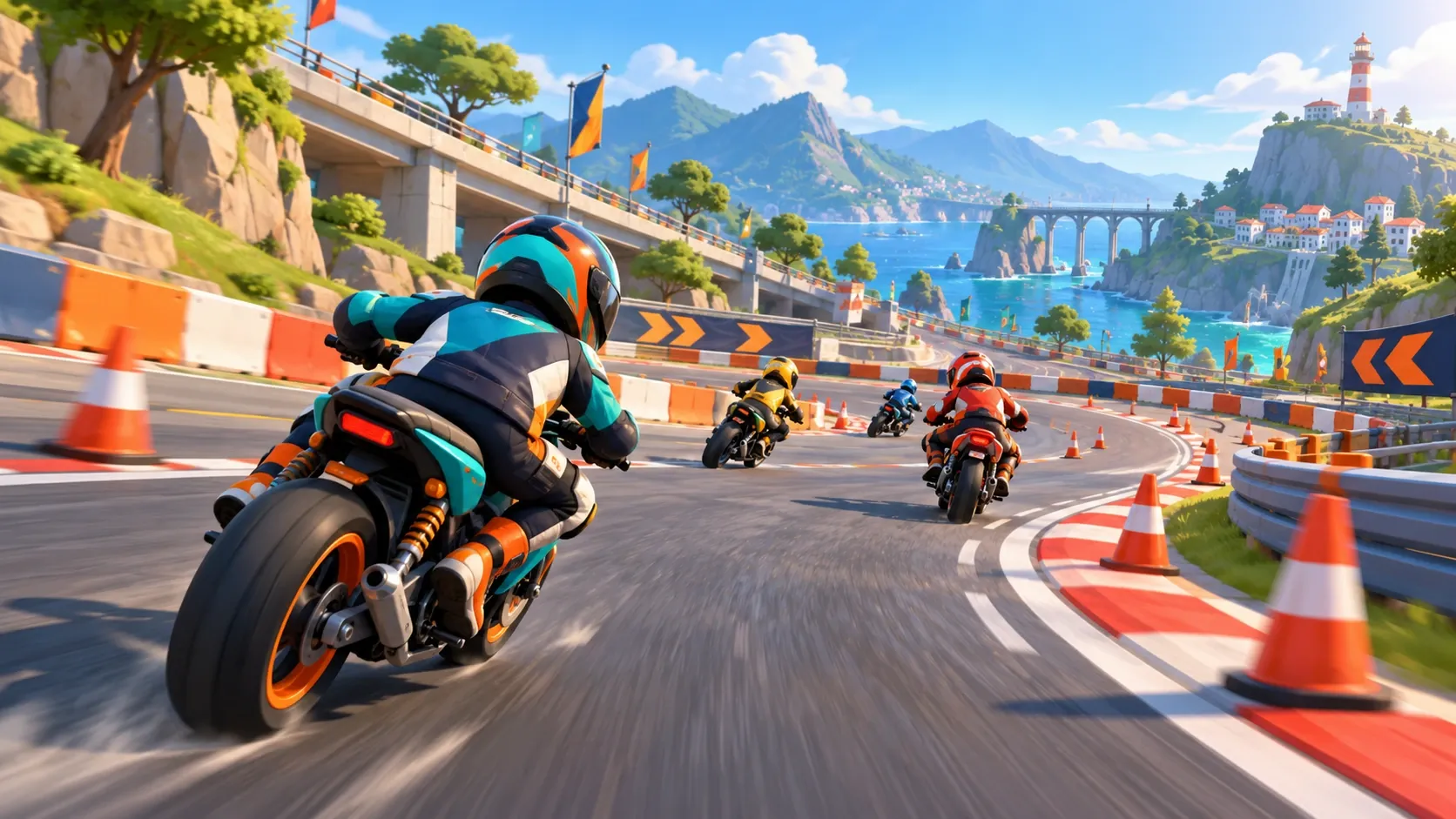 Ilustrasi konsep Balapan motor — Slalom Motor Ilustrasi konsep Balapan motor — Slalom Motor