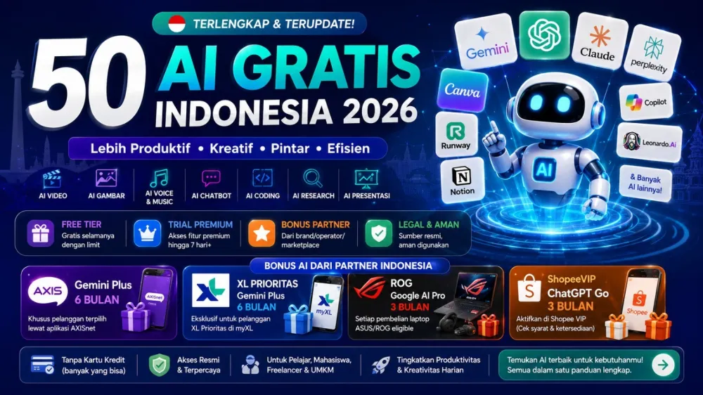 50 AI gratis dan trial untuk Indonesia 2026