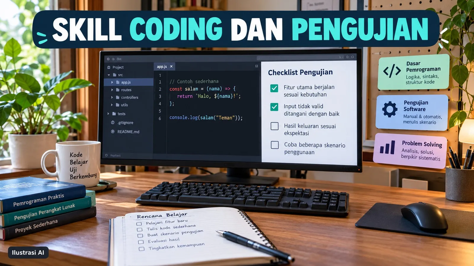 Skill untuk perencanaan kode, debugging, dan pengujian