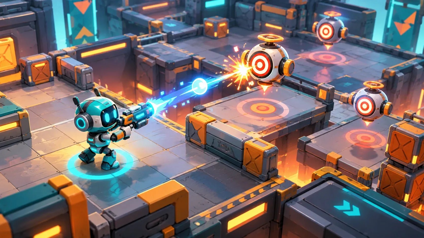 Ilustrasi konsep Arena tembak robot — Latihan Drone Ilustrasi konsep Arena tembak robot — Latihan Drone