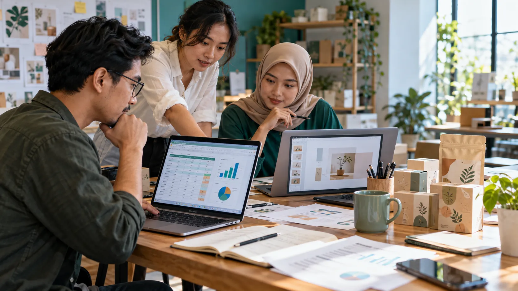 Tim usaha menyiapkan dokumen, presentasi, dan spreadsheet