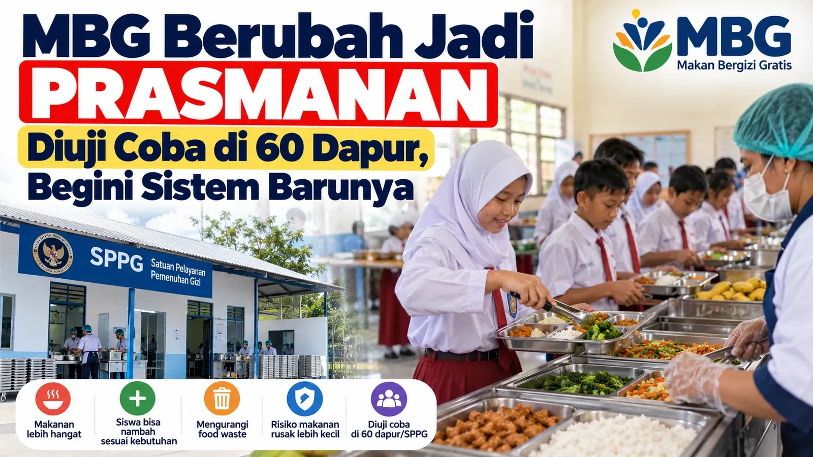 MBG Prasmanan Diuji Coba di 60 Dapur, Begini Sistem Barunya
