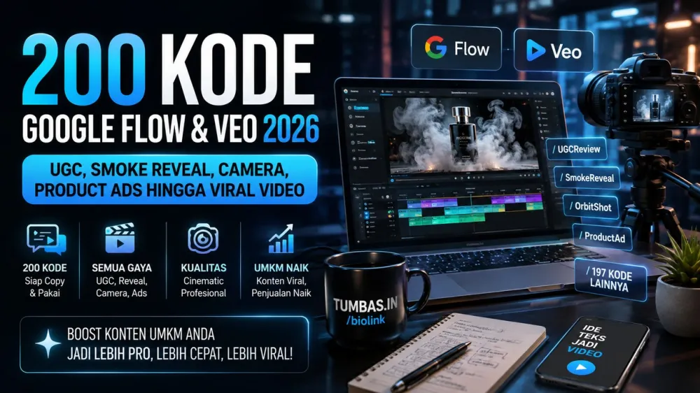 200 Kode Google Flow & Veo 2026: UGC, Smoke Reveal, Camera, Product Ads hingga Viral Video