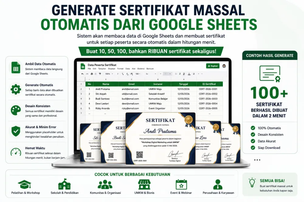 4. Generate Sertifikat Otomatis untuk Puluhan hingga Ribuan Peserta