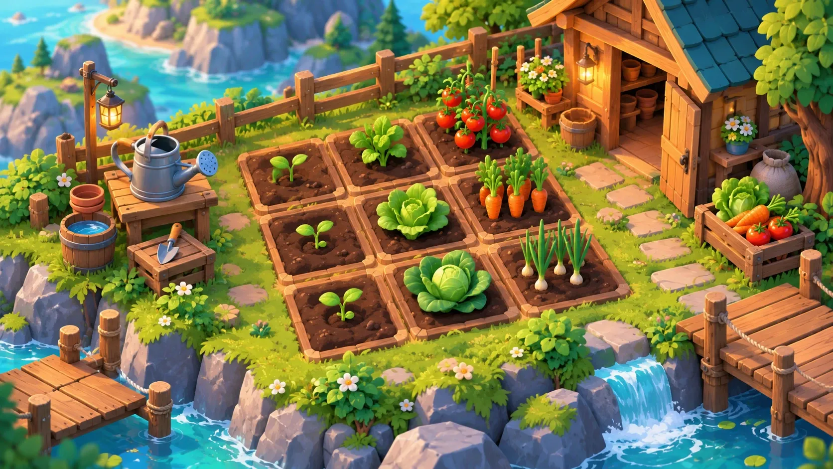 Ilustrasi konsep Berkebun — Kebun Sembilan Petak Ilustrasi konsep Berkebun — Kebun Sembilan Petak
