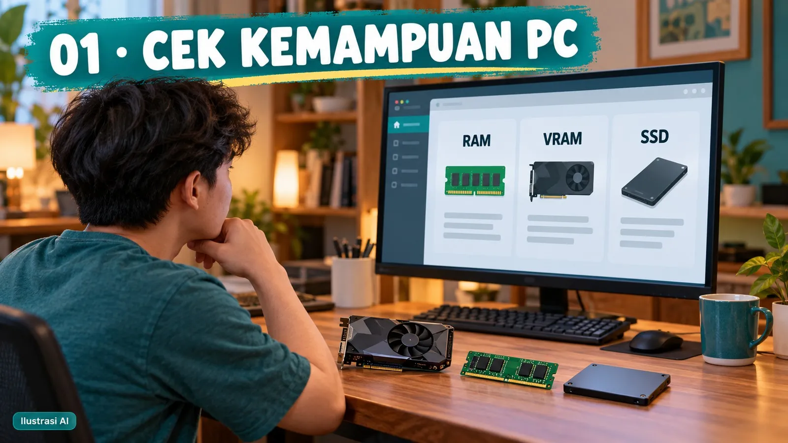 Memeriksa RAM, VRAM, dan SSD sebelum membuat AI lokal