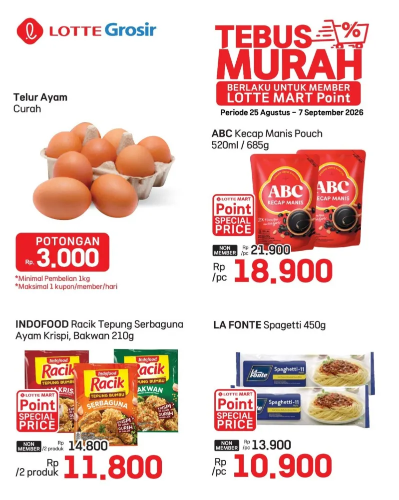 Promo Tebus Murah telur ayam ABC kecap Indofood Racik dan La Fonte