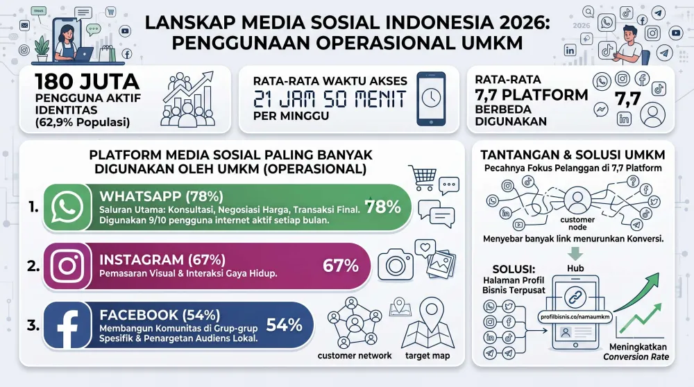Statistik Adopsi Digital UMKM 2026: 78% Mengandalkan WhatsApp, Live Commerce, dan Integrasi Biolink - Gambar 2 Statistik Adopsi Digital UMKM 2026: 78% Mengandalkan WhatsApp, Live Commerce, dan Integrasi Biolink - Gambar 2