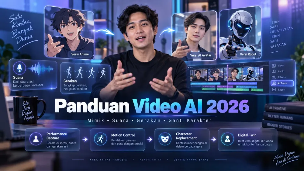 Panduan Video AI 2026: Memindahkan Mimik, Suara, Gerakan, dan Mengganti Karakter secara Realistis