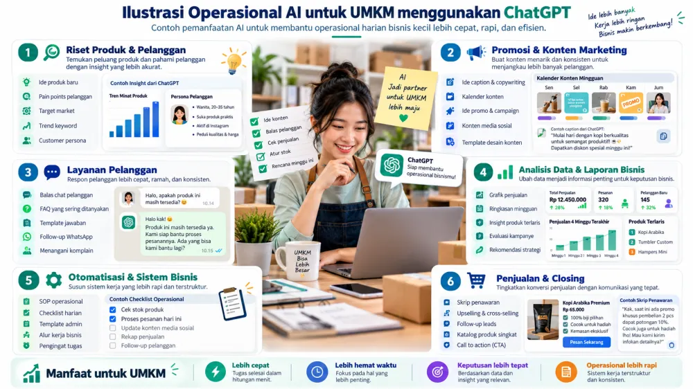 Ilustrasi Operasional AI untuk UMKM menggunakan ChatGPT