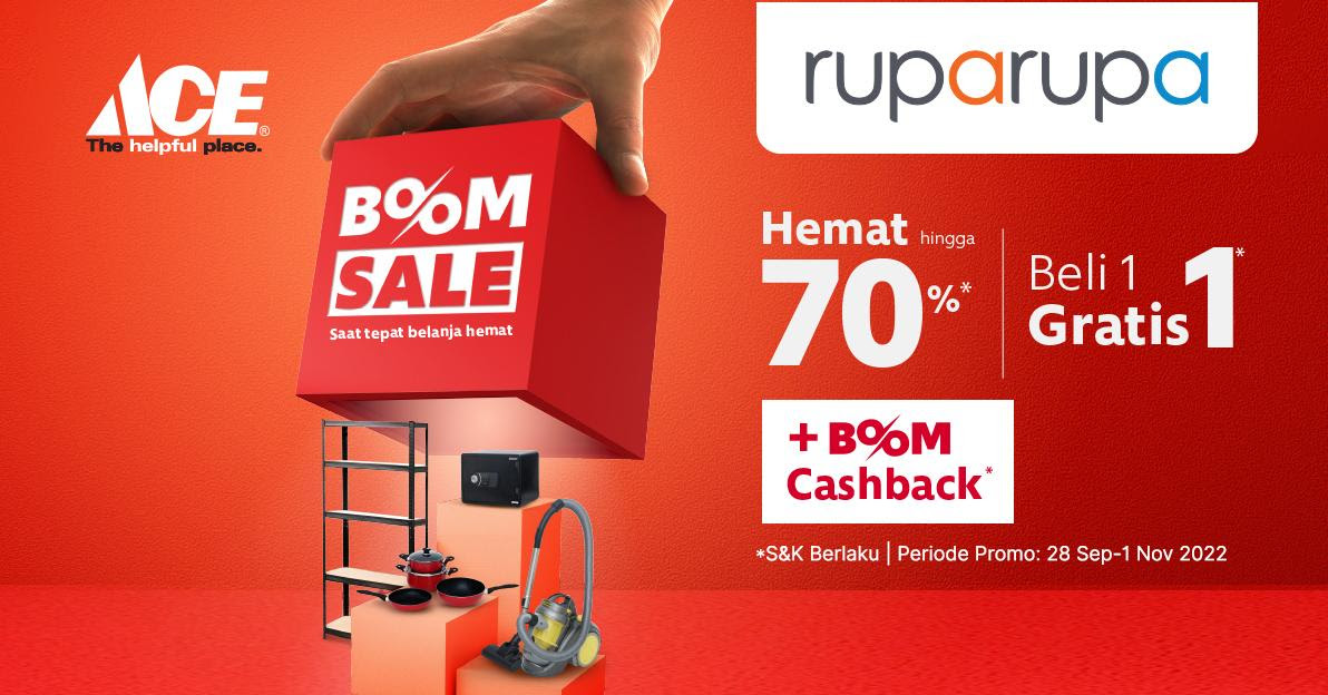 Ace BOOM Sale Diskon Hingga 70 % – Beli 1 Gratis 1 – Boom Cashback 50 rb