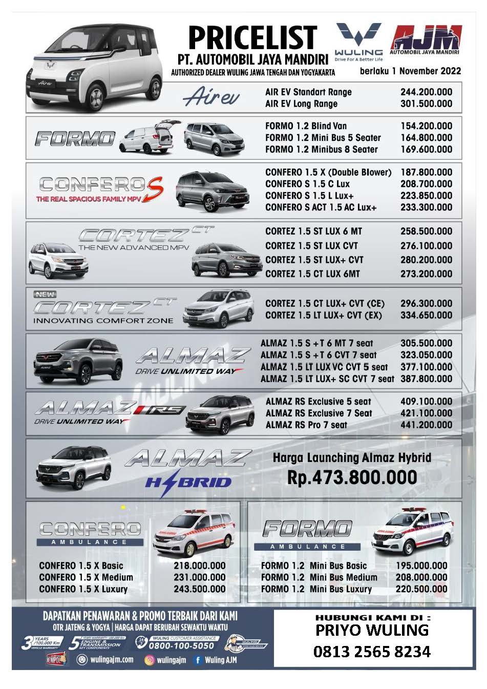 Dapatkan Penawaran & Promo Terbaik Wuling dari PT. AUTOMOBIL JAYA MANDIRI Authorized Dealer Wuling Jawa Tengah dan Yogyakarta